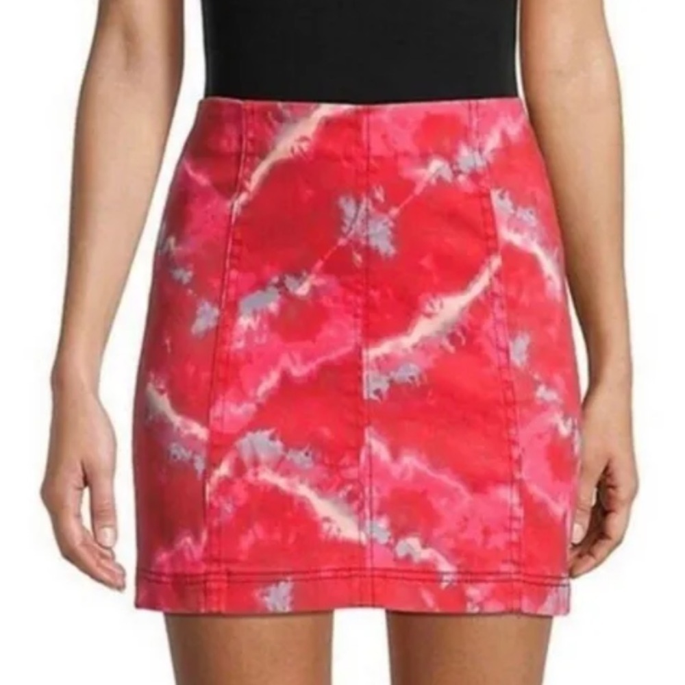 Free people tie dye stretch mini skirt 28572